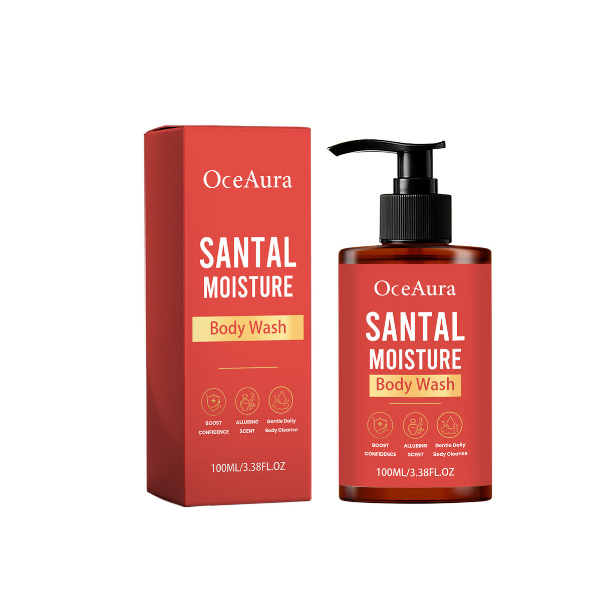Santal Moisture Body Wash bottle, sandalwood scent